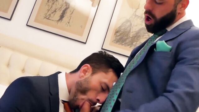 Пара геев развлекается после работы в офисе