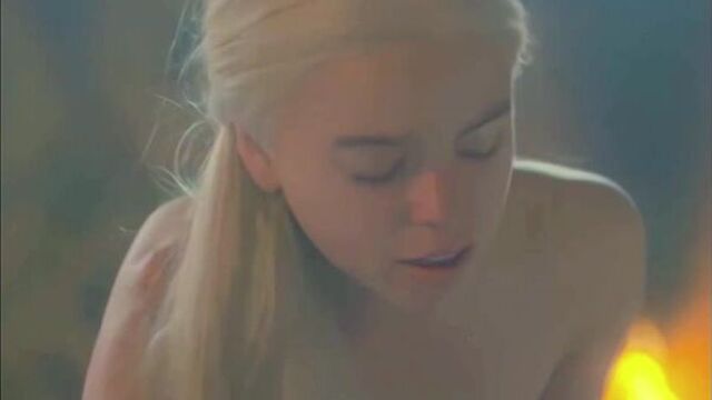 Секс сцена в сериале Дом Дракона, голая актриса Милли Олкок, грудь, сиськи, попа, жопа, блондинка, минет, куни, сосет, hot +18