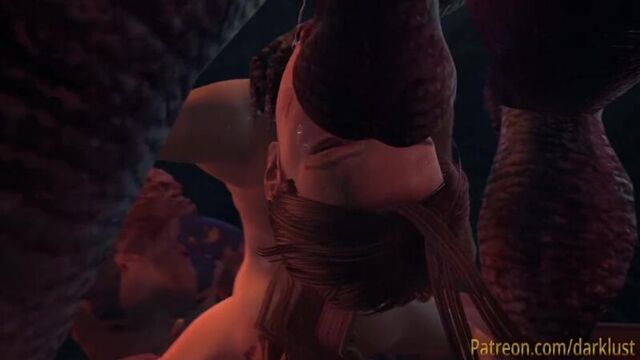 3D порно."Монстры и девушка"Часть вторая.Финал с Дьяволом!