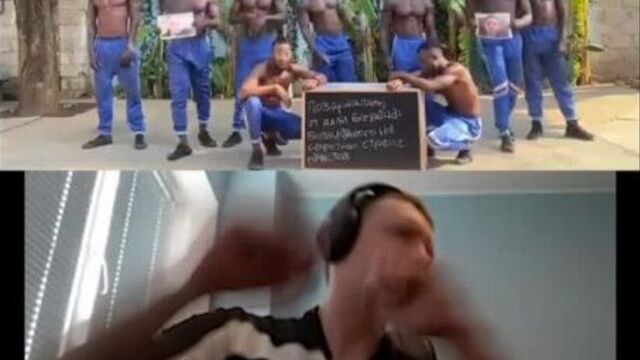 Папич смотрит поздравление от негров