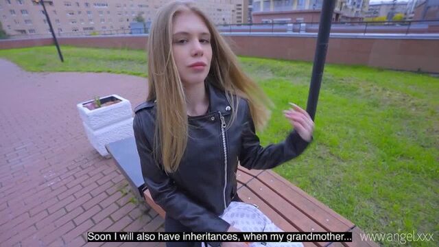 Little Angel walking on street