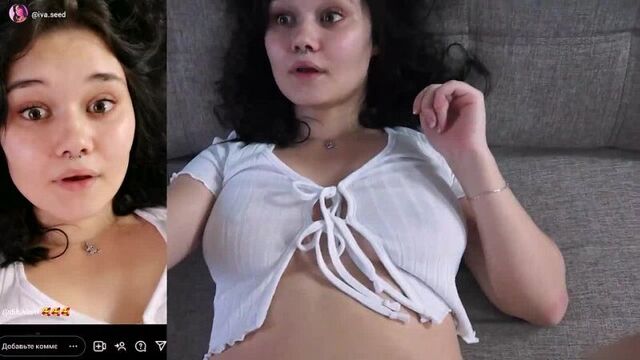 18+ Видео для взрослых. Не фейк! Секс в прямом эфире Инсты, её оргазм увид