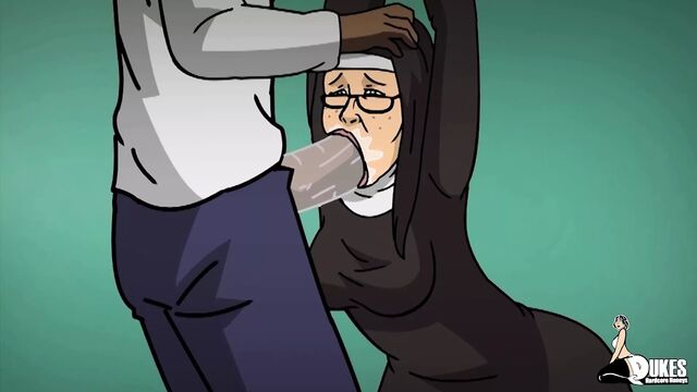 Грубую монахиню и мягко воспитанную милфу растягивает большой черный член