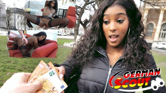 German Scout - стройную чернокожую тинку Rae сняли и трахнули за деньги