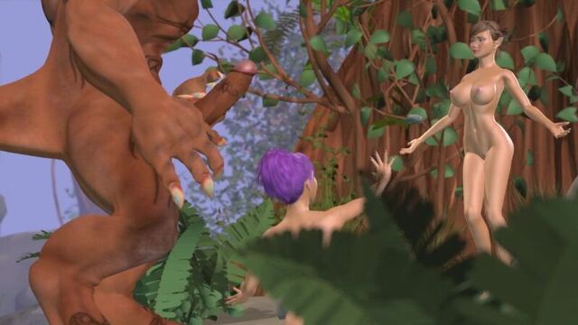 Порно мульт 3D. Огромный зверь и крошка эльф