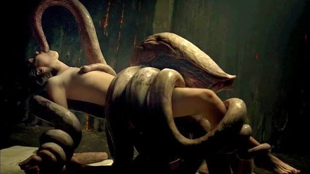 Инопланетный монстр насилует девушку (ебет во все щели, секс с осьминогом, чудовище ебет женщину, порно инопланетян)